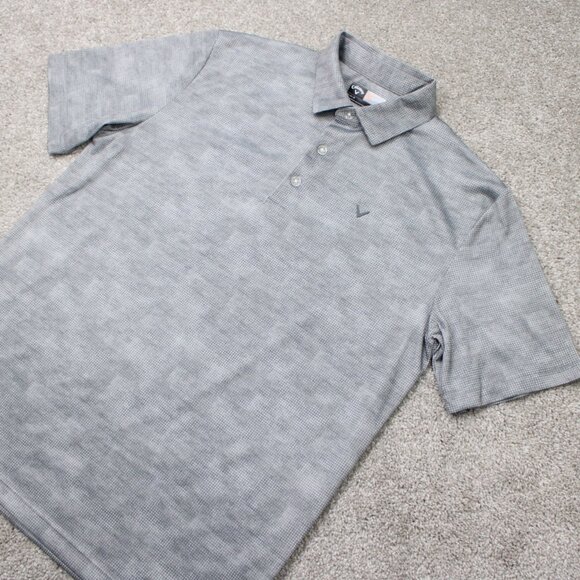 Callaway Opti-Dri Polo Shirt Mens Medium Gray Geometric Golf Short Sleeve - Picture 3 of 12